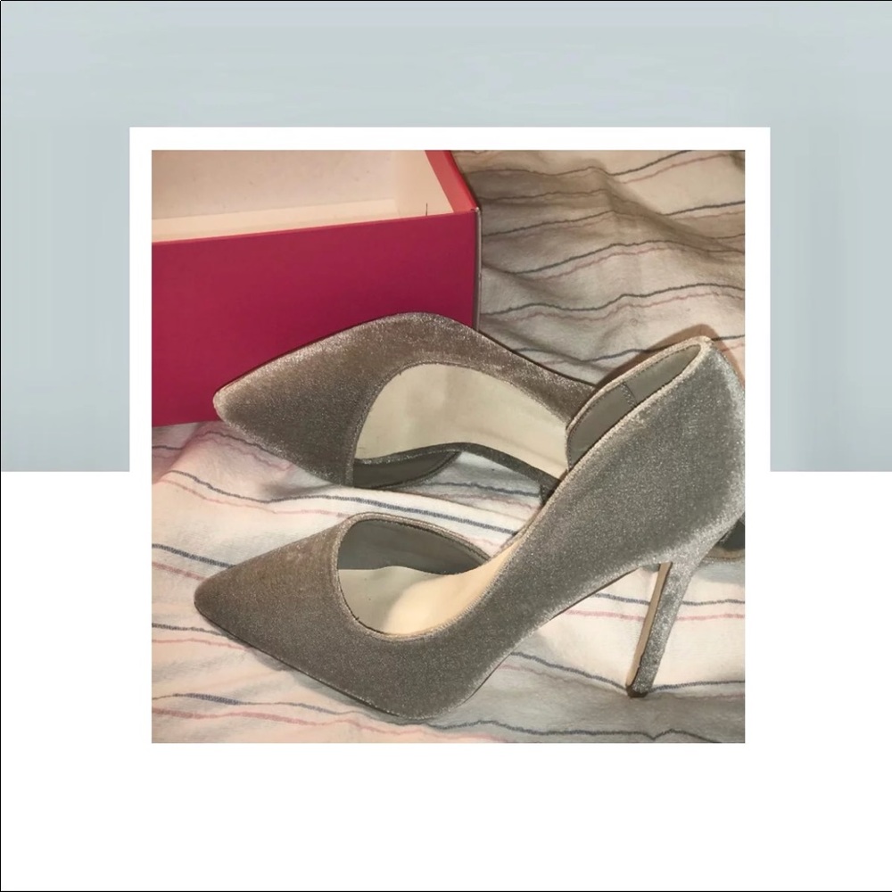 Suede gray heels